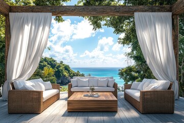 Luxury Tropical Terrace Overlooking Ocean