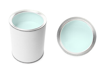 Pastel paint in can isolated on white. Top and side view