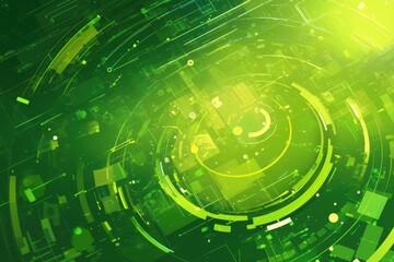 Abstract digital illustration with vibrant green and yellow hues.