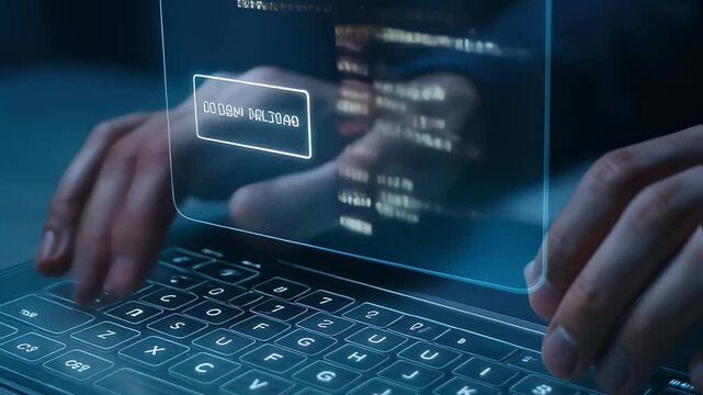 Hands type on transparent keyboard, digital chat icons glow above, teams answer queries via digital chat speed, platforms scale through digital chat reach. concept customer support