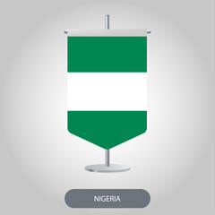 Nigeria vertical table flag on light grey background. Nigeria  vertical desk flag isolated on grey background	