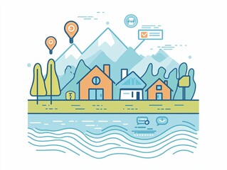 Obraz premium Dream Houses by the Lake