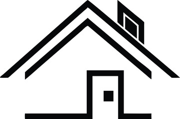 Stylized black house outline logo design with basic roof and walls