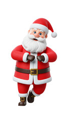 Jolly cartoon Santa Claus on the go