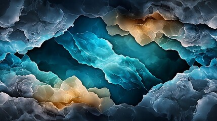 this is an image of a digital painting of a blue, orange and black background