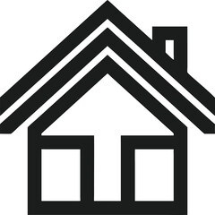 Stylized black house outline logo design with basic roof and walls