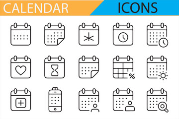 Vector calendar icons for app design, including different date formats.

