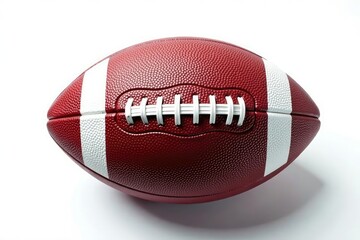 Overhead shot of an American football on white , spiral, clean background, equipment