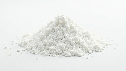 Pile of white granulated sugar on white background, sugar background, granulated, pure sugar