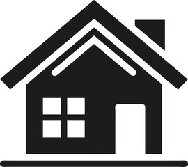 Simple black silhouette house outline logo design with basic shapes