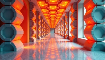 Repetitive geometric shapes forming a stylish interior design pattern , interior design pattern, digital