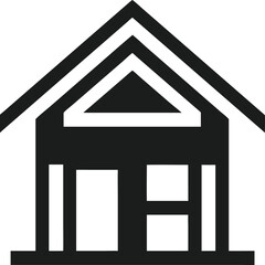 Stylized house outline logo design with basic roof and walls in black