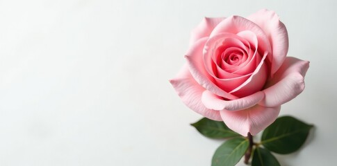 Fototapeta premium Single rose with delicate petals and subtle texture on white background, white, nature