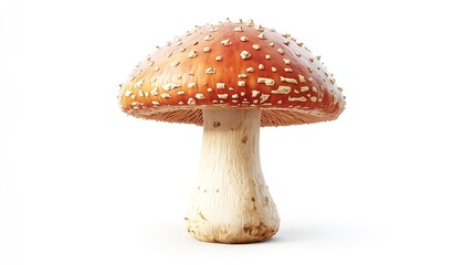 Obraz premium Fly Agaric Mushroom Photo Detailed Image of a Single Toadstool Red and White Spots Isolated Forest