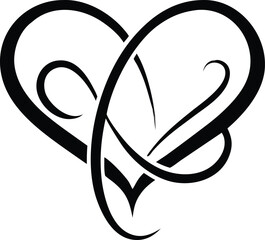 Elegant single line heart with a twist logo design for romantic concepts