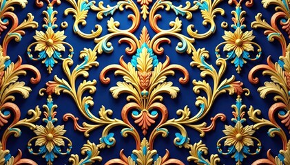 Fototapeta premium Symmetrical arabesque damask, symmetrical curves and lines , illustration, aesthetic