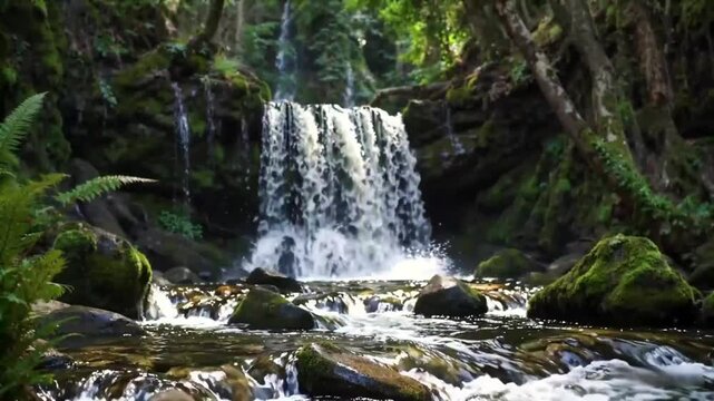 A close up video of a cascading waterfall
