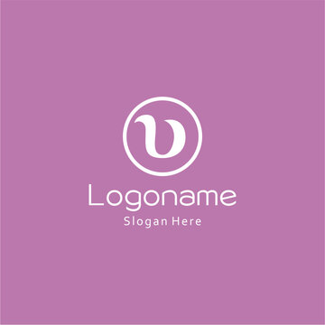 Minimalist Letter V Logo in Circle on Purple Background
