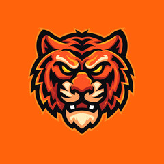 Fototapeta premium Dynamic esports logo featuring a fierce tiger face, designed for competitive gaming teams or events
