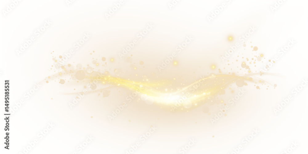 Aufkleber Curved golden lines light effect. Light bright Twirl. High-speed light energy effect for game characters action on transparent PNG background	