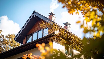 煙突から煙が出ている風景