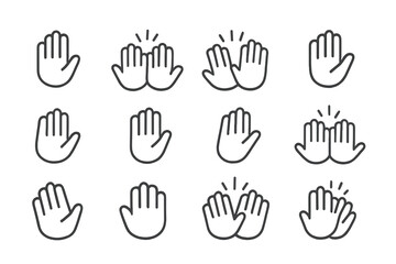 Fun collection of modern vector hand illustrations for various expressions of greetings and applause