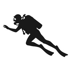 Scuba diving black logo silhouette vector