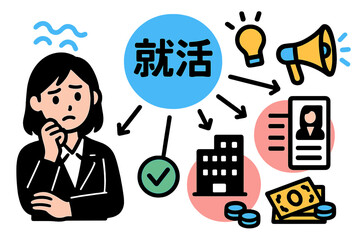 Vector illustration showcasing job search strategies with diverse elements representing career development and networking