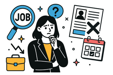 Job search anxiety causing concern for future prospects in a modern vector illustration style