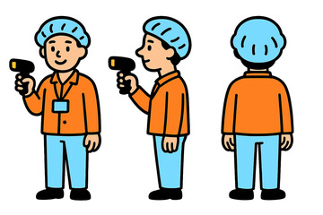Safety inspector conducting temperature checks in a modern work environment with emphasis on health protocols