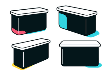 Vector illustration of modern storage containers showcasing distinct color accents and sleek design elements