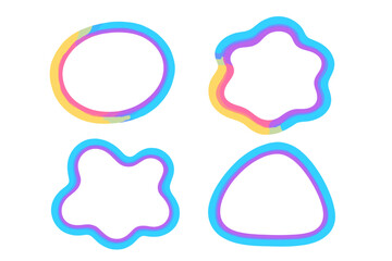 Colorful modern vector illustration of various abstract shapes with neon outlines