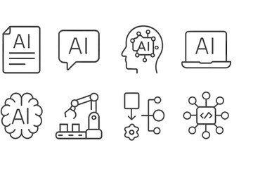 Modern vector illustration highlighting AI technology and its applications in industry and communication