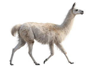 3D Illustration, Llama  walking, isolated on a transparent background