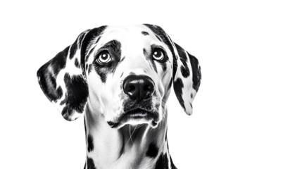 Professional Black and White Dalmatian Dog Portrait Isolated on Transparent Background