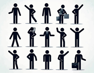 Office Actions Stickman Vector Set