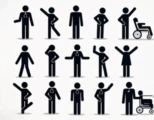 Office Actions Stickman Vector Set