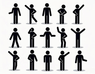 Office Actions Stickman Vector Set