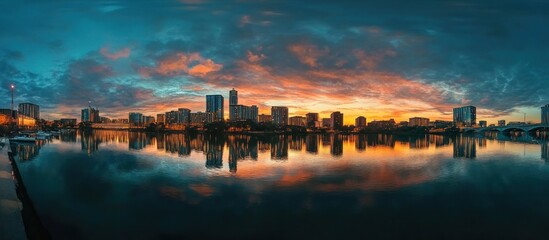 Fototapeta premium Austin Skyline Sunset Reflection
