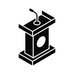 A premium isometric style icon of rostrum podium