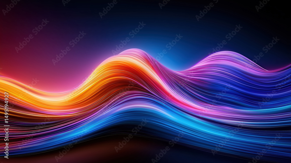 Poster colorful wave patterns create dynamic visual movement across space
