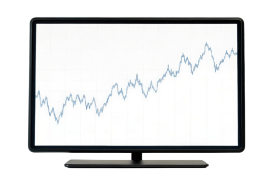 Financial Growth Chart Displayed on Digital Screen isolated with transparent background