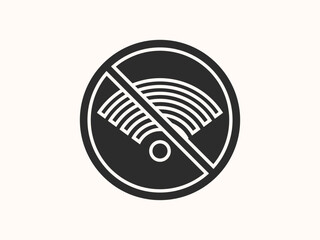 vector no WiFi icon featuring a crossed-out wireless signal