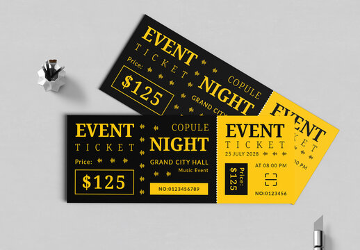 Black And Gold Event Ticket Template