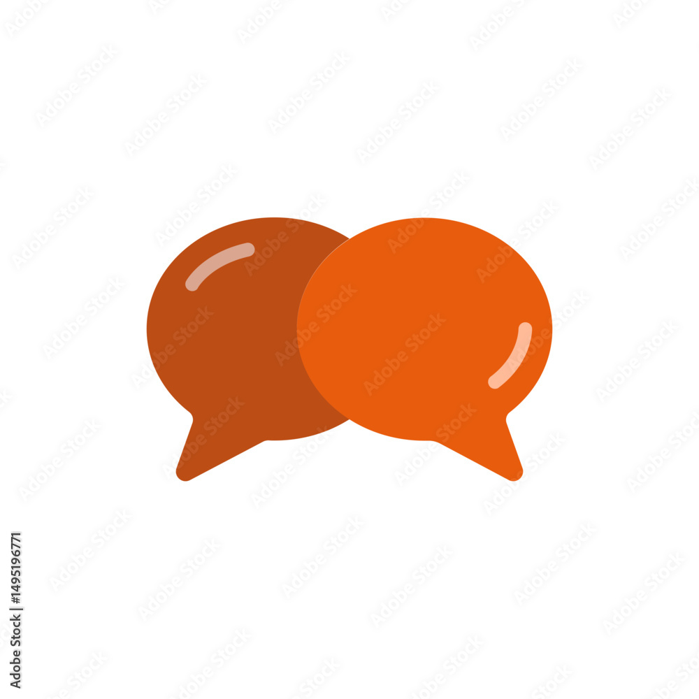 Poster orange speech balloons floating representing communication dialog isolated design