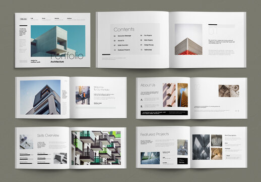 Modern Architecture Portfolio Layout with Minimal Project Showcase
