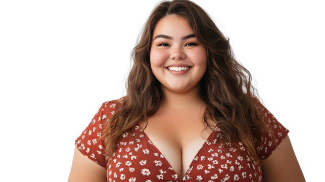 Happy Plus Size Young Woman Standing Smiling Portrait