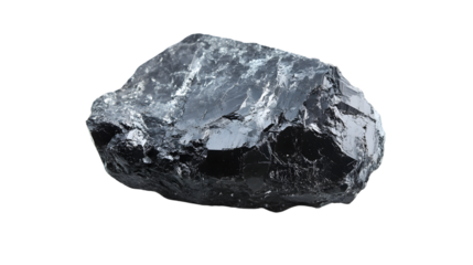 Raw Graphite Mineral Rock Specimen Isolated on Transparent Background