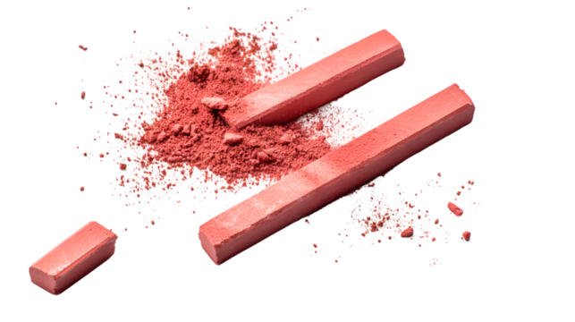 Dynamic Red Chalk Pieces Explosion Effect Isolated