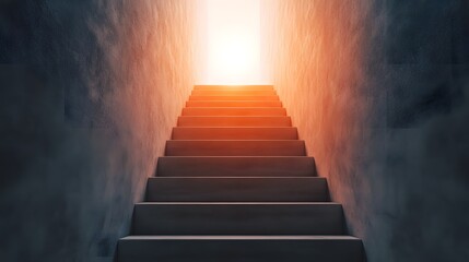 Stairs leading to a bright, illuminated pathway